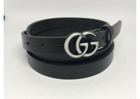 Туреччина ремені жіночі шкіряні  GUCCI  2см в упак12   арт У 24 чорний